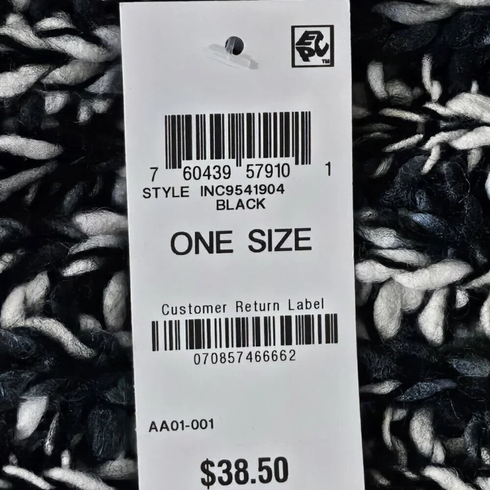 2/$30 INC International Concepts Women’s Colorblock Muffler Scarf Black NWT O/S